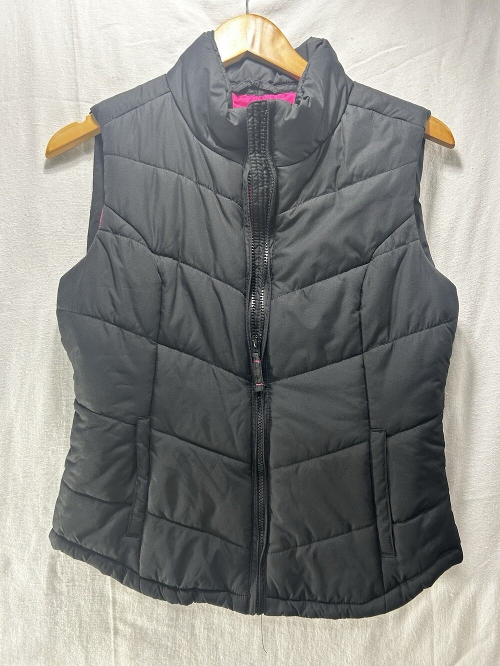 Aeropostale women's Puffer Vest Medium Sleeveless Lightweight Black - Hot Pink